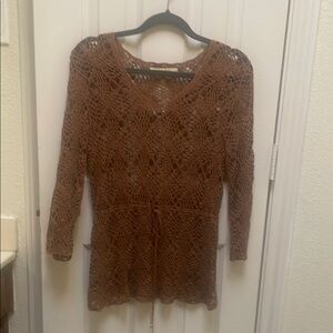 Como Vintage Brown Crochet Tunic